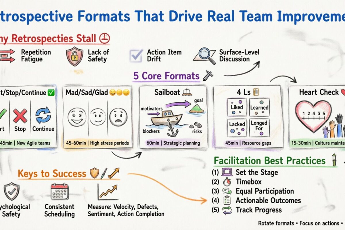 एजाइल गाइड: वास्तविक टीम सुधार को बढ़ावा देने वाले रिट्रोस्पेक्टिव प्रारूप