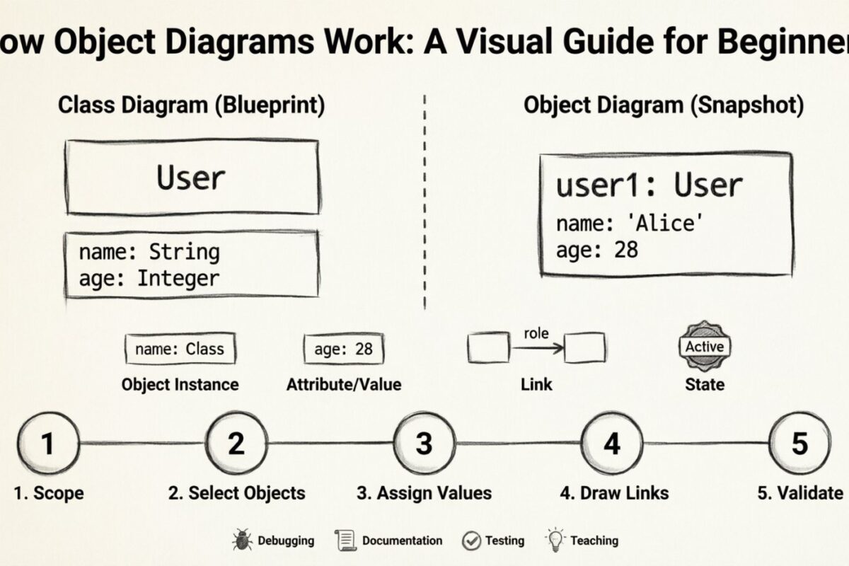 オブジェクト図の仕組み：ソフトウェアエンジニアリング初心者向けの視覚的解説
