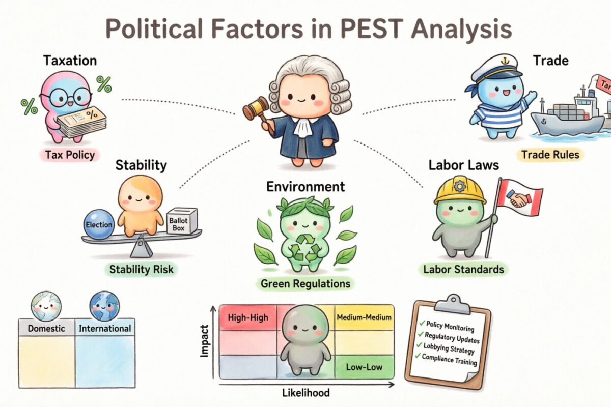 Czynniki polityczne w analizie PEST: szczegółowy rozkład
