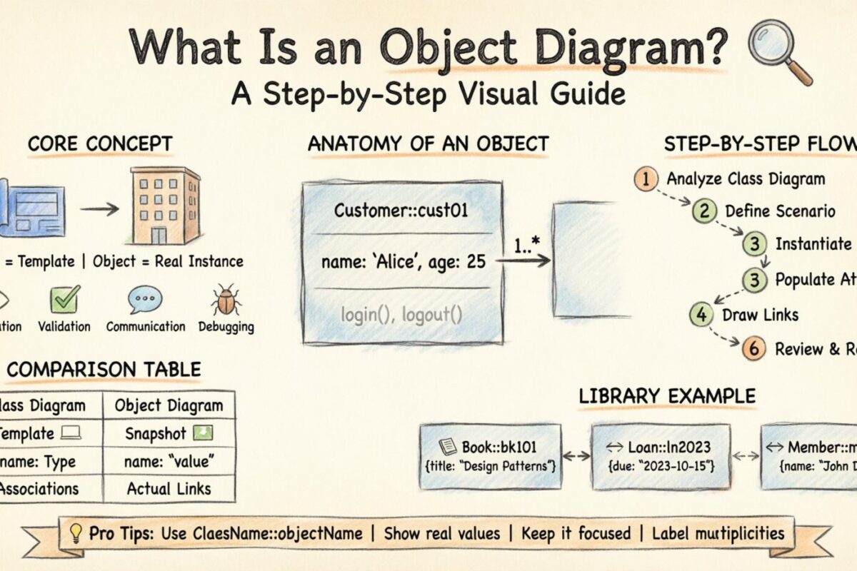 O que é um Diagrama de Objetos? Um Guia Visual Passo a Passo para Iniciantes O que é um Diagrama de Objetos? Um Guia Visual Passo a Passo para Iniciantes