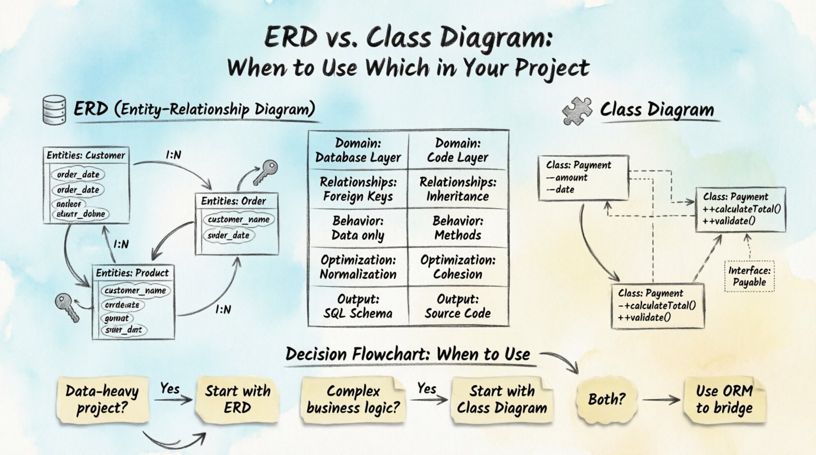 ERD vs. Class Diagram: When to Use Which in Your Project ERD vs. Class Diagram: When to Use Which in Your Project